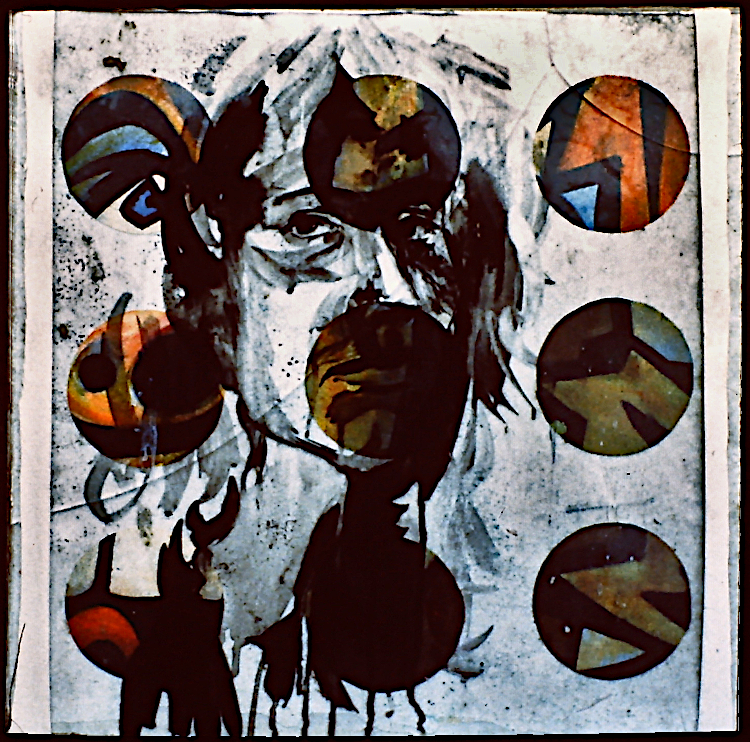 Self portrait on glass